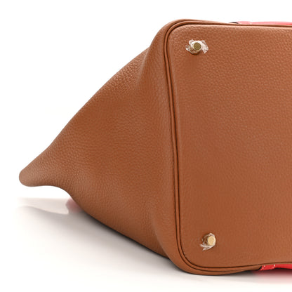 Hermes Taurillon Clemence Casaque Picotin Lock 22 MM Gold Rouge De Coeur 9 of 11