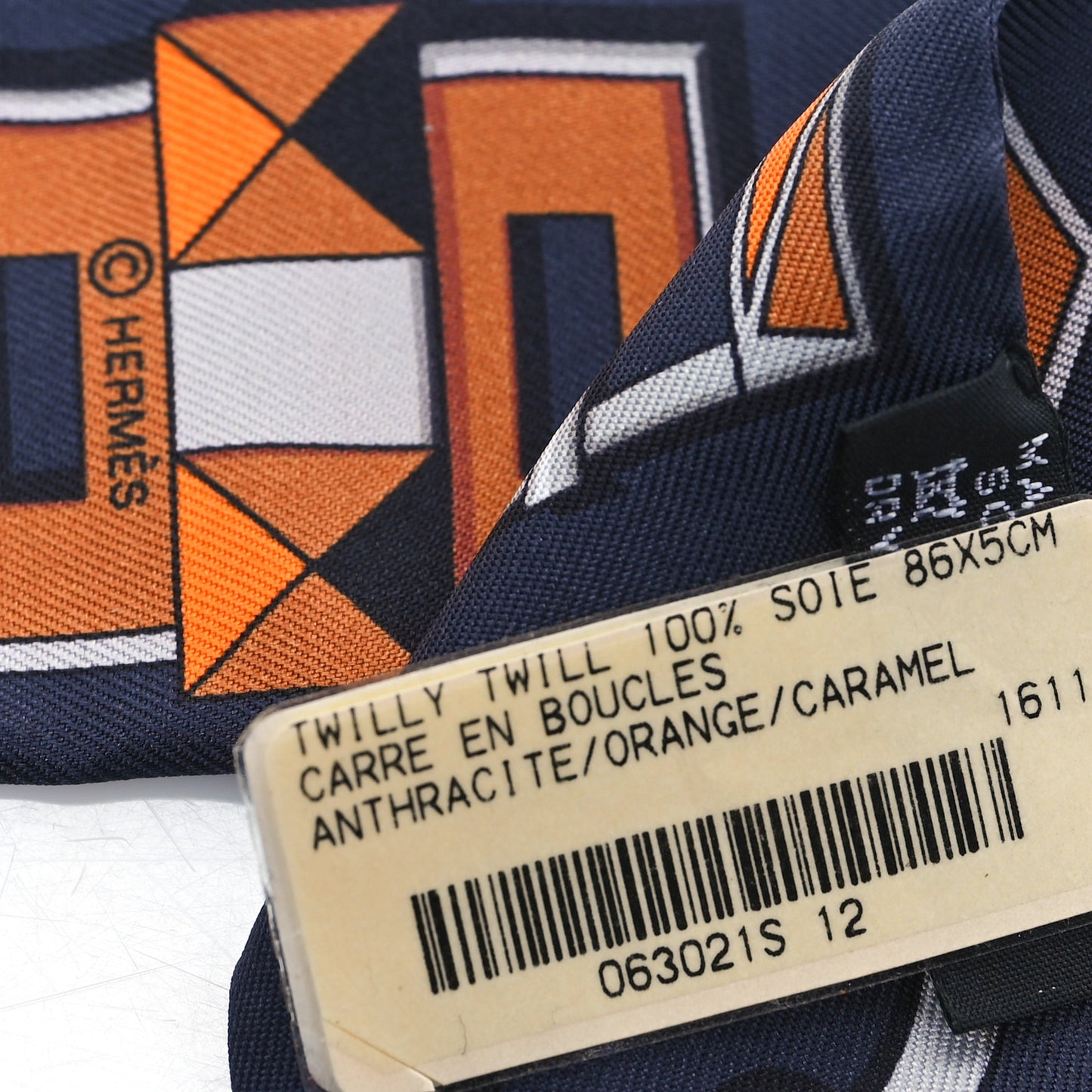 Silk Carre En Boucles Twilly Anthracite Orange Caramel