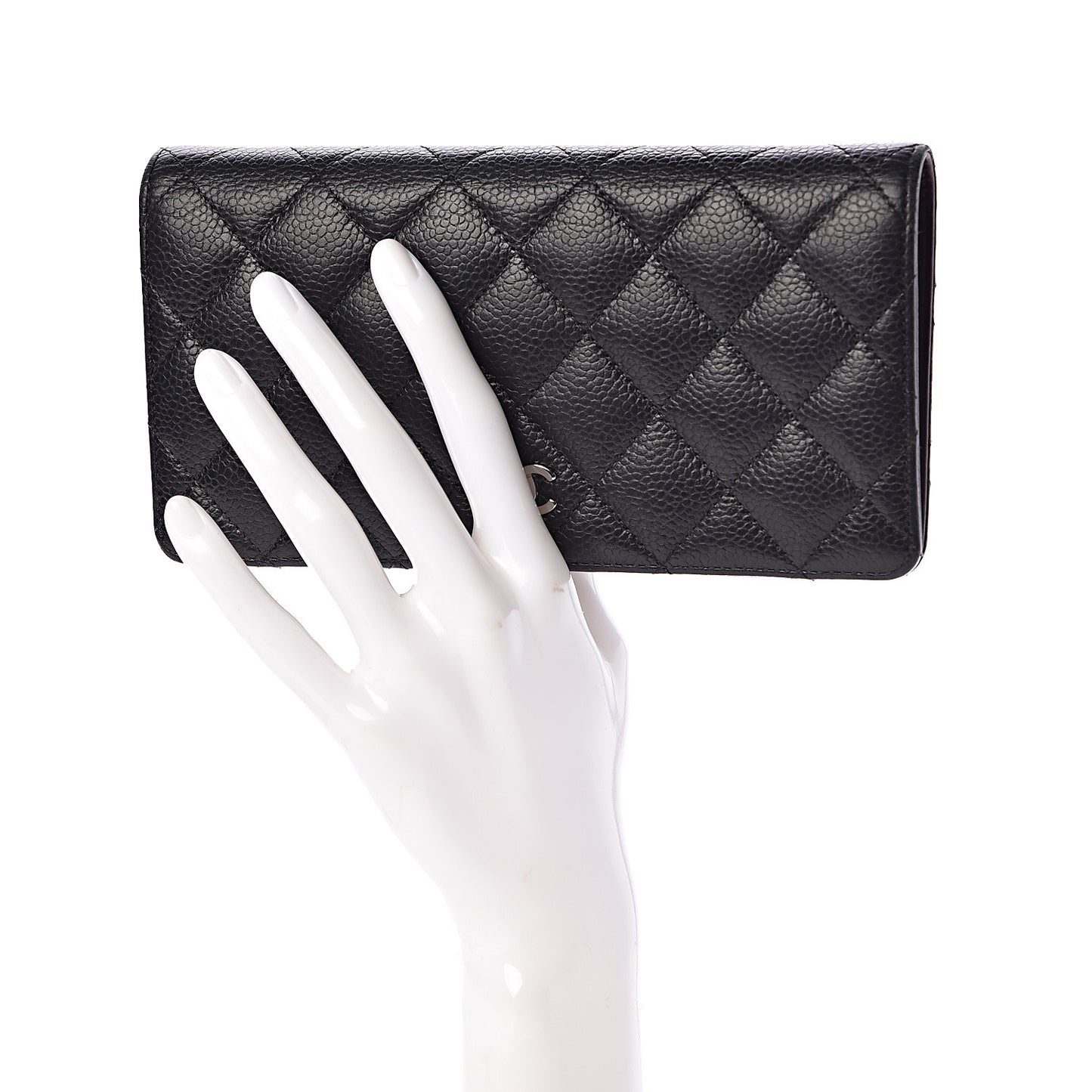 Caviar Quilted Yen Wallet Black