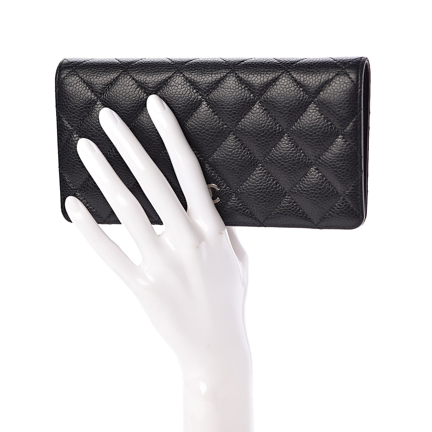 Chanel Caviar Quilted Yen Wallet Black 2 of 9