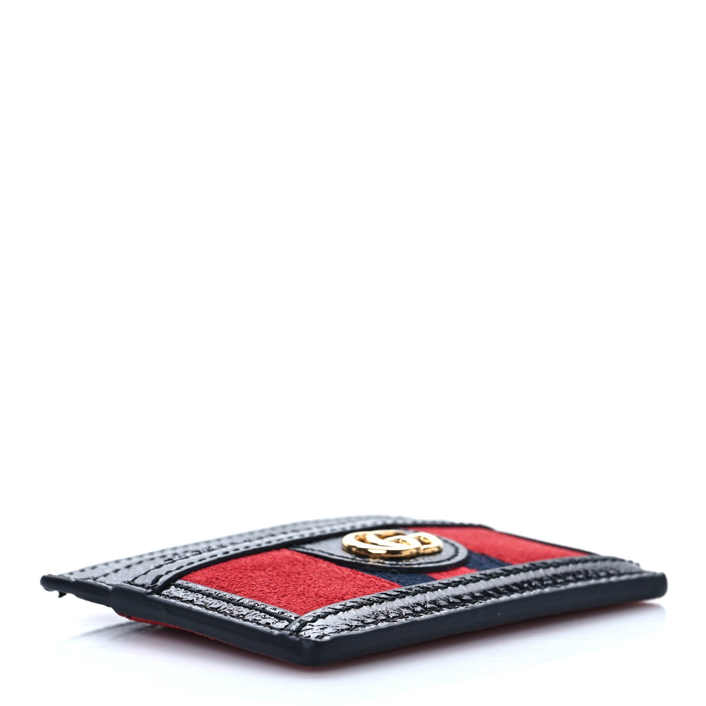 Suede Patent Ophidia Card Holder Hibiscus Red Black