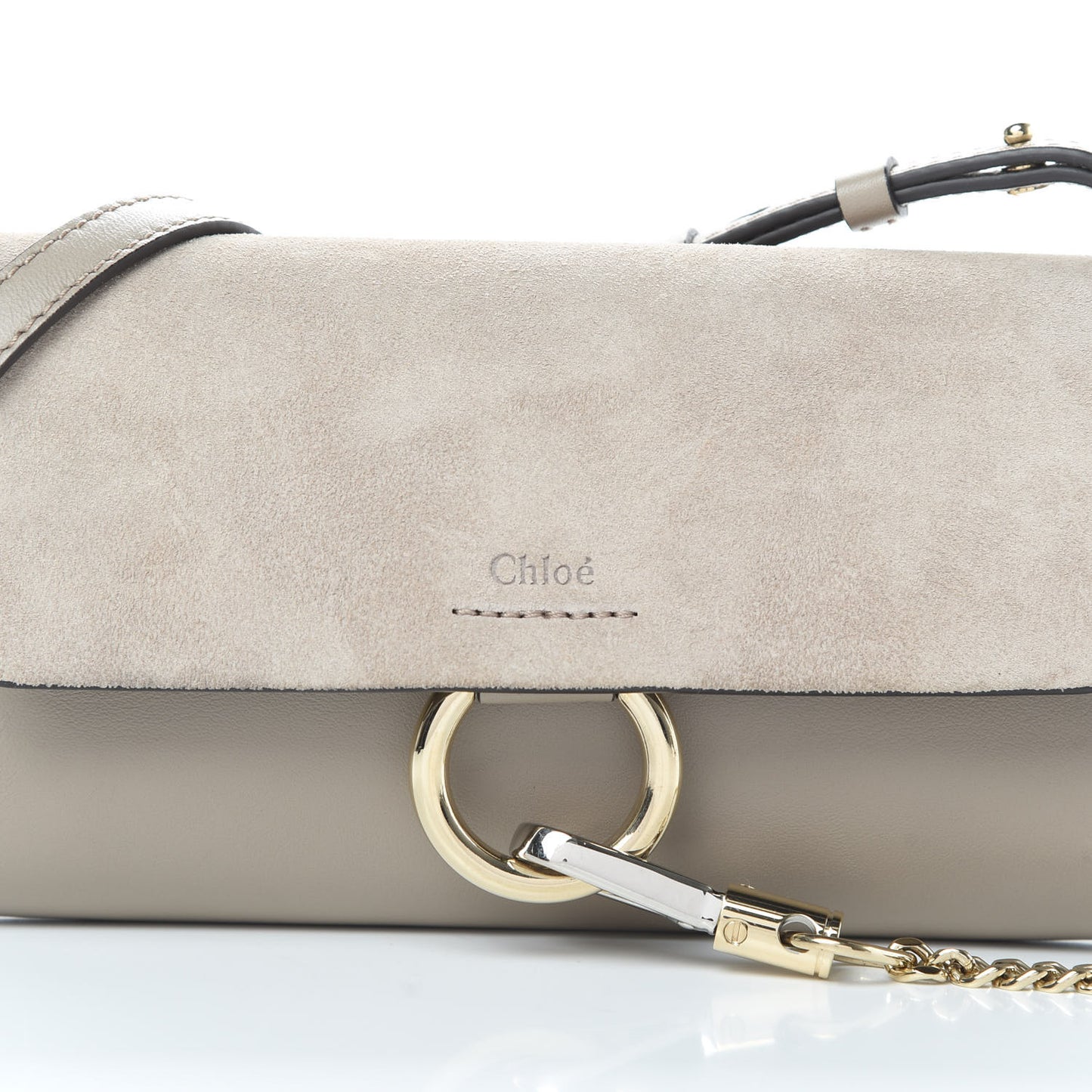 Suede Calfskin Mini Faye Shoulder Bag Motty Grey