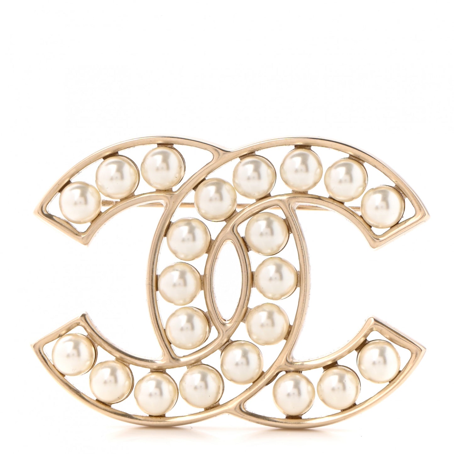 Pearl CC Brooch Light Gold
