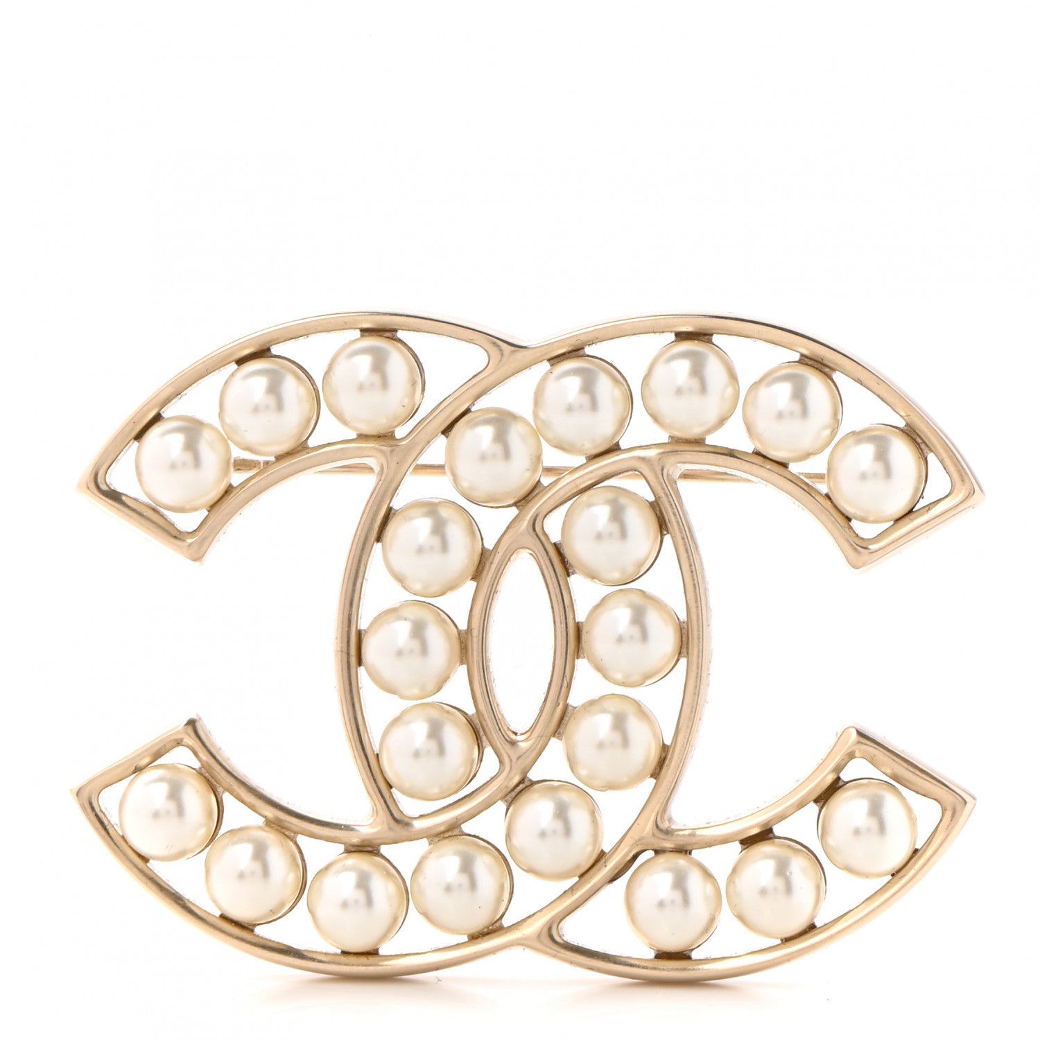 Chanel Pearl CC Brooch Light Gold 1 of 5