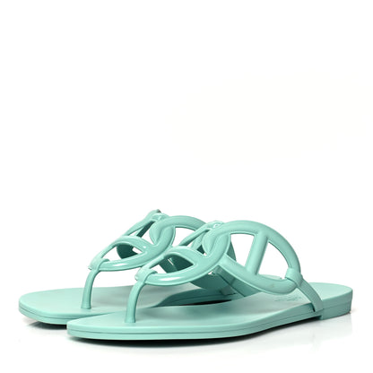 Hermes Rubber Womens Egerie Sandals 39 Vert Embrun 4 of 9