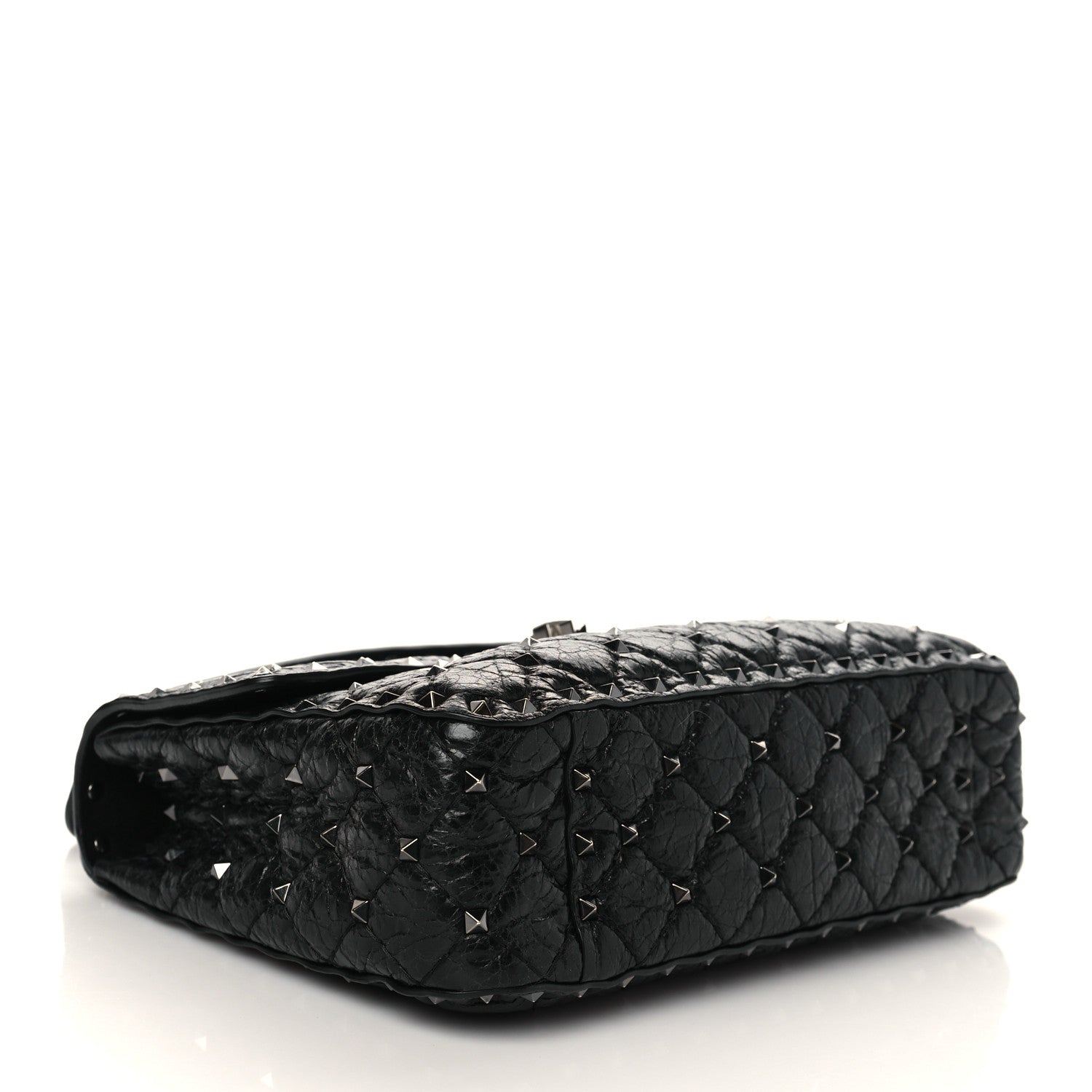 Valentino Garavani Craquele Nappa Medium Rockstud Spike Shoulder Bag Black 4 of 6