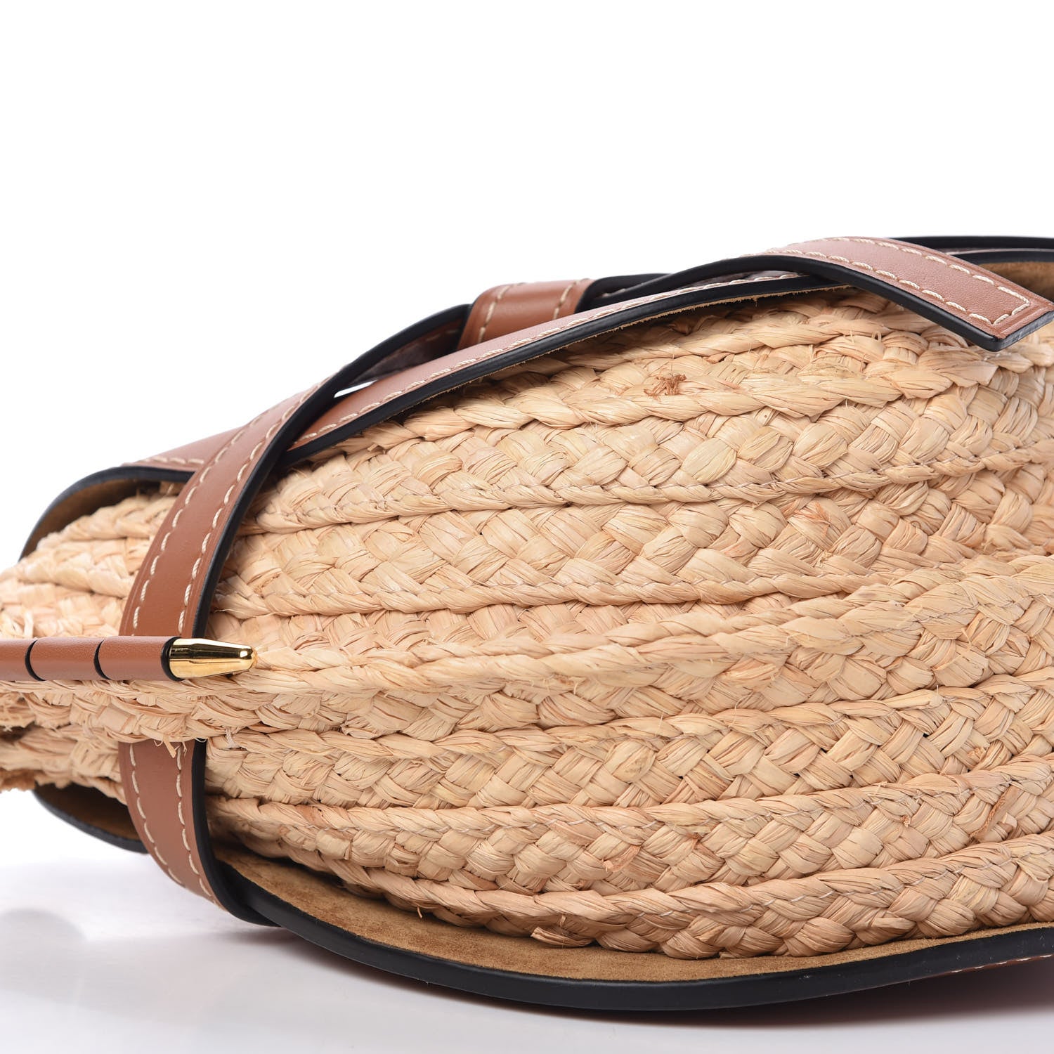 Loewe Calfskin Raffia Small Gate Crossbody Bag Natural Tan 6 of 9