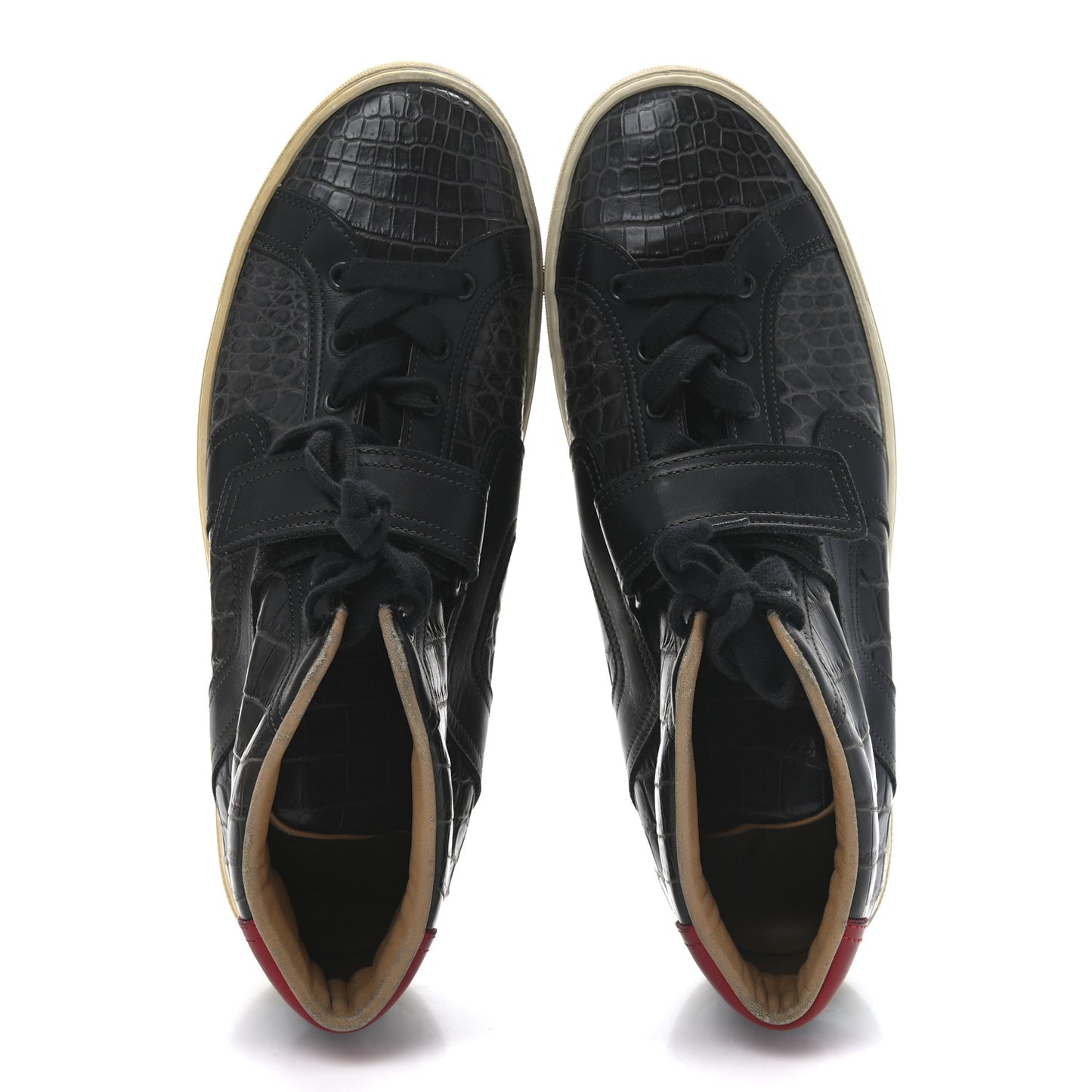 Shiny Porosus Crocodile Mens Quantum High Top Sneakers 44.5 Black
