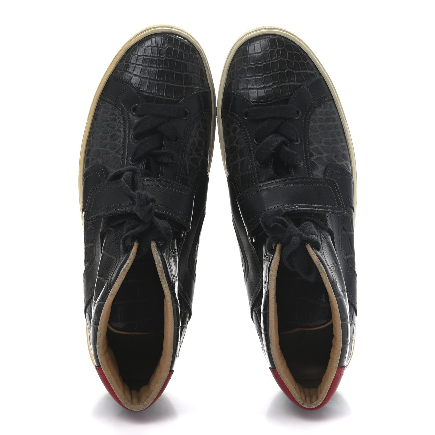 Hermes Shiny Porosus Crocodile Mens Quantum High Top Sneakers 44.5 Black 2 of 9