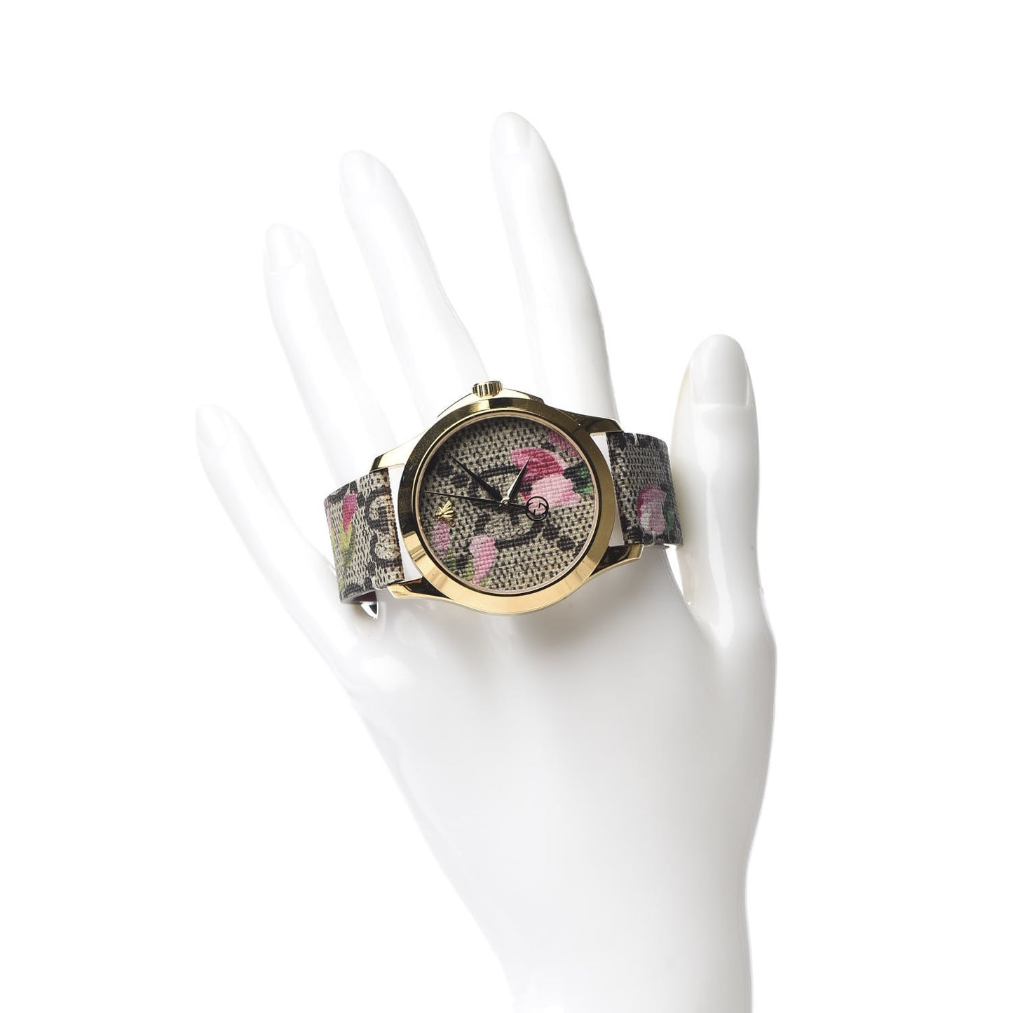Stainless Steel Canvas 38mm G-Timeless Supreme GG Blooms Quartz Watch Brown