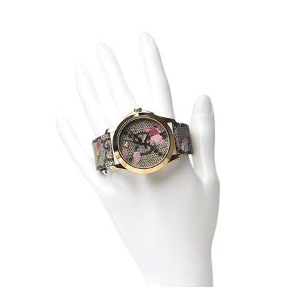 Gucci Stainless Steel Canvas 38mm G-Timeless Supreme GG Blooms Quartz Watch Brown 2 of 8