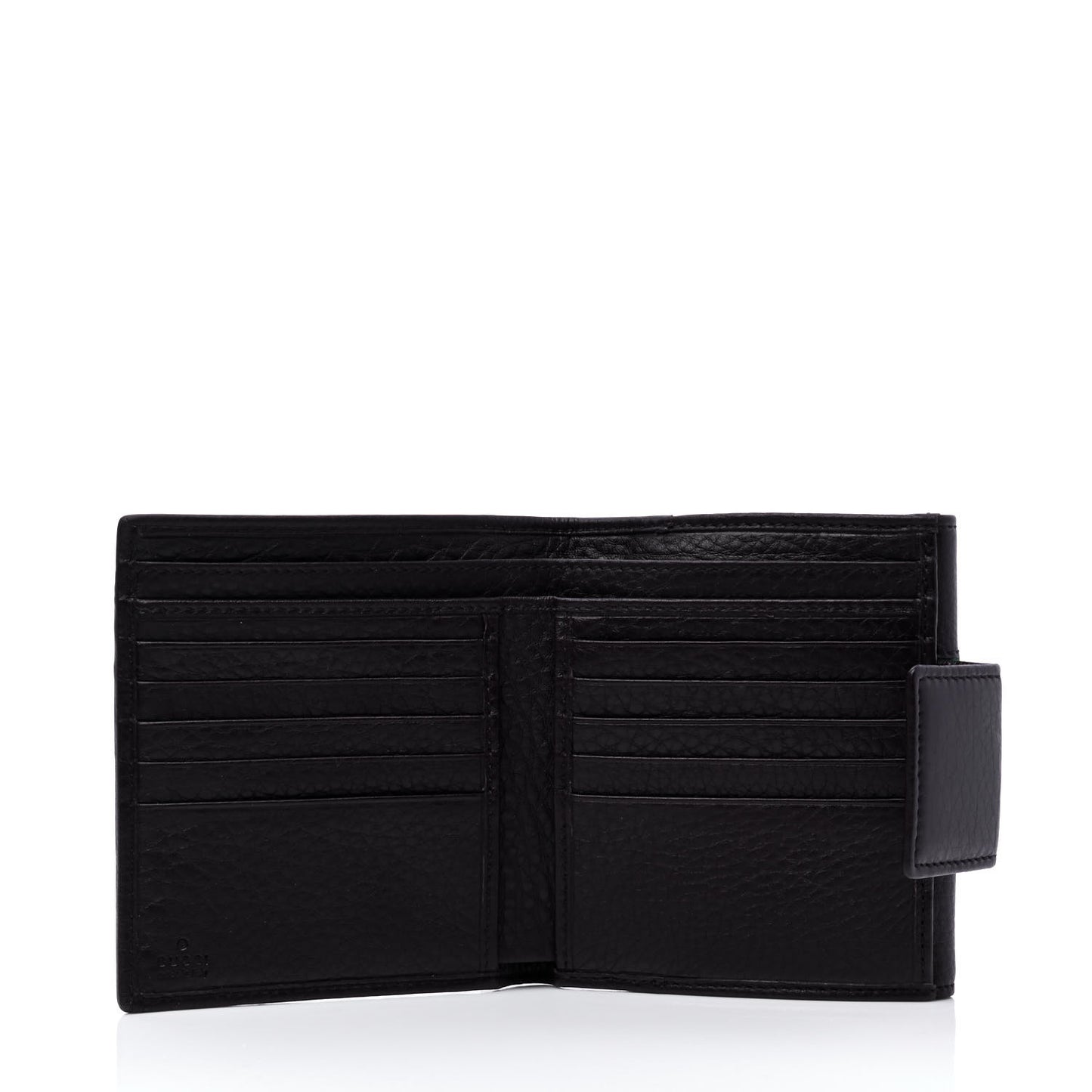 Calfskin Web Horsebit French Flap Wallet Black