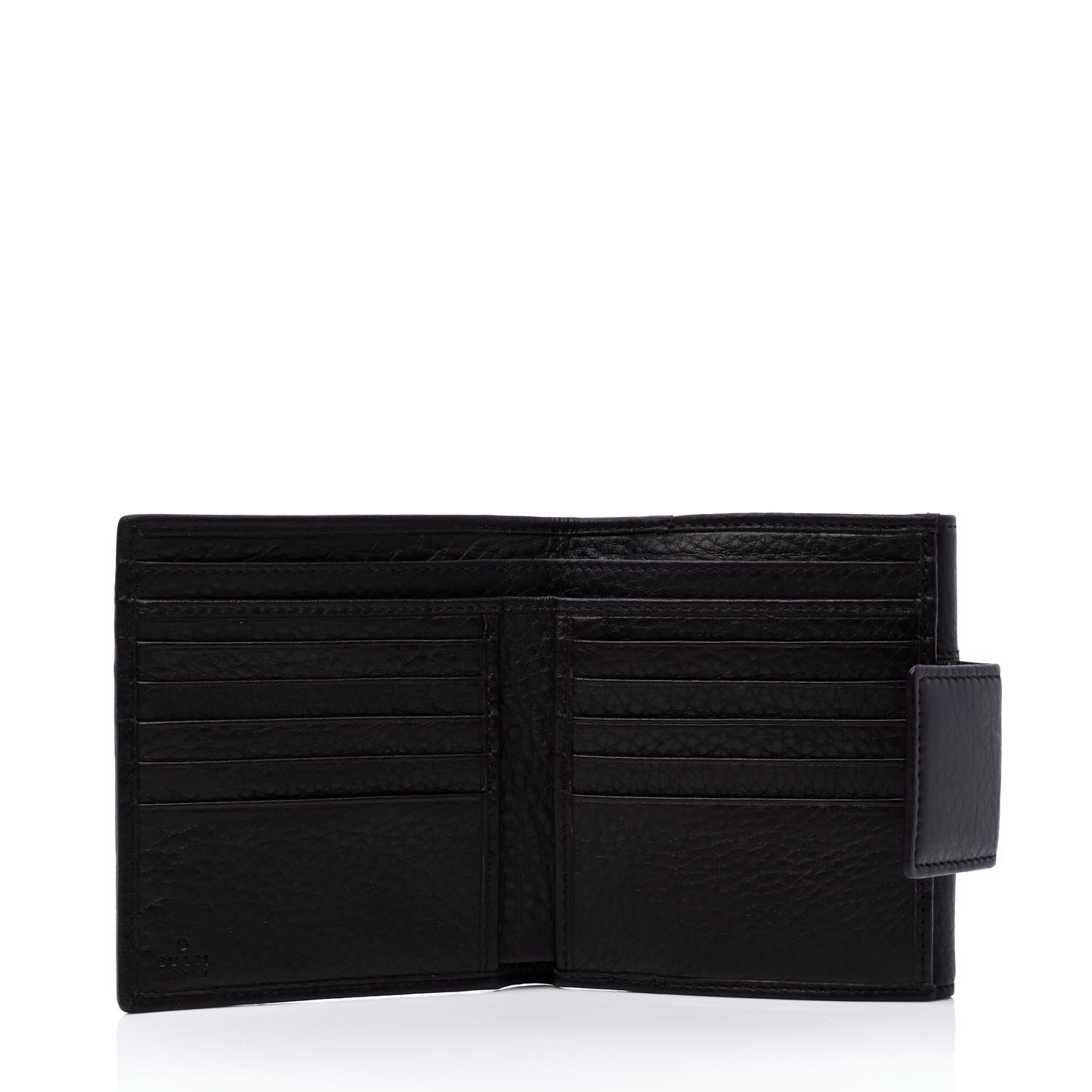 Gucci Calfskin Web Horsebit French Flap Wallet Black 3 of 5