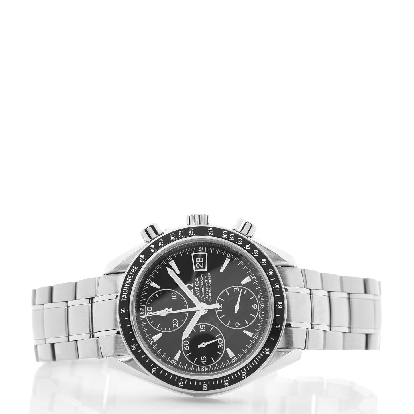 Stainless Steel 40mm Speedmaster Date Automatic Watch Black 3210.50