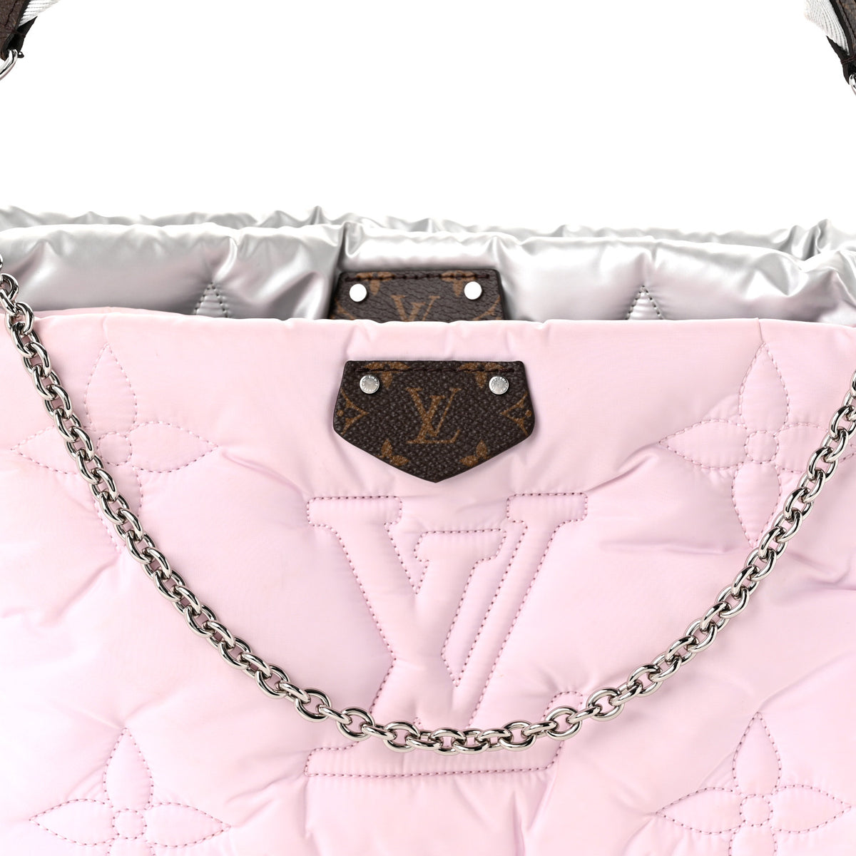 Econyl Monogram Pillow Maxi Multi Pochette Accessories Silver Pale Pink