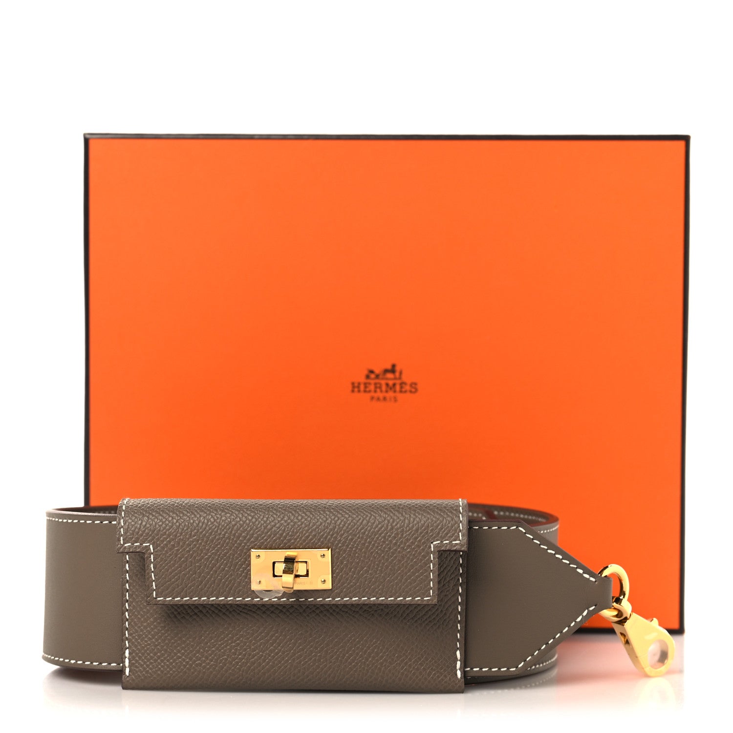 Hermes Swift Epsom Pocket Kelly Shoulder Strap Etoupe 5 of 5