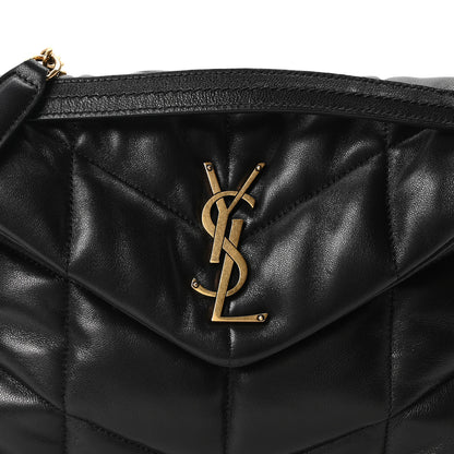 Saint Laurent Lambskin Quilted Small Loulou Puffer Monogram Chain Satchel Black 7 of 10