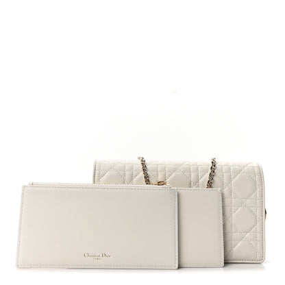 Christian Dior Lambskin Cannage Lady Dior Pouch Latte 2 of 11