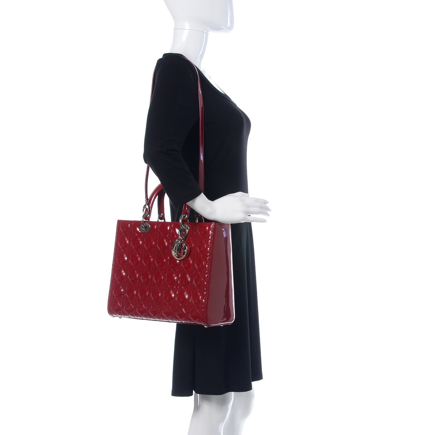 Christian Dior Patent Cannage Large Lady Dior Red 2 of 9