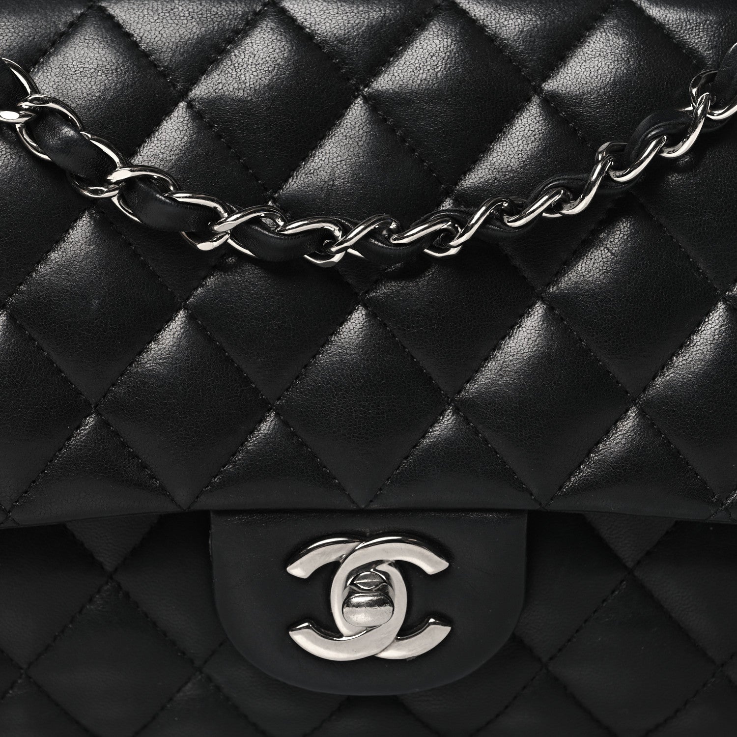 Chanel Lambskin Quilted Medium Double Flap Black 8 of 13