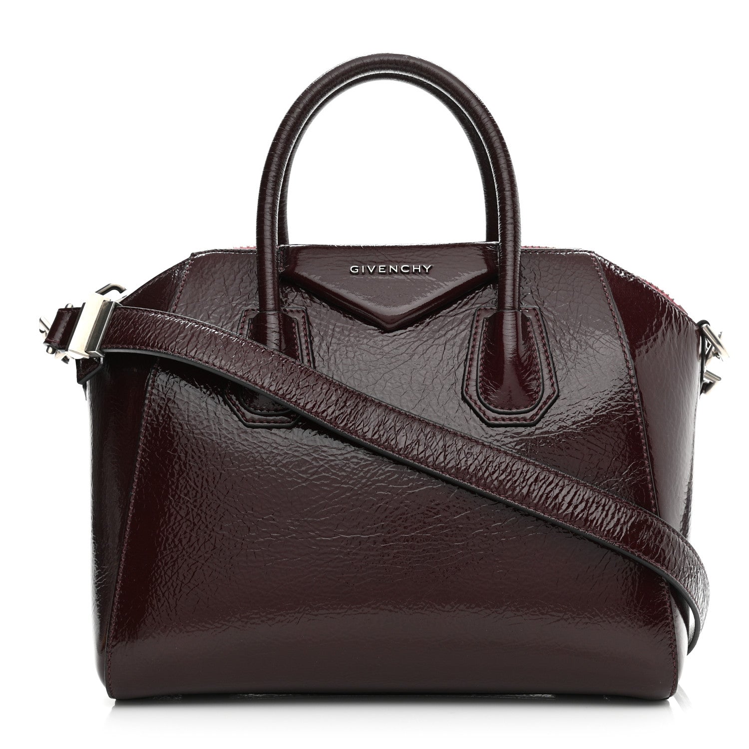 Givenchy Crinkled Patent Deerskin Small Antigona Aubergine 1 of 11