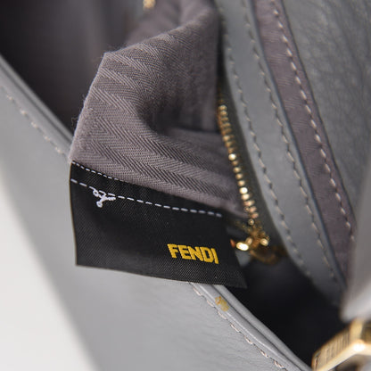 Fendi Vitello Enamel Interchangeable Strap Baguette Grigio 8 of 10