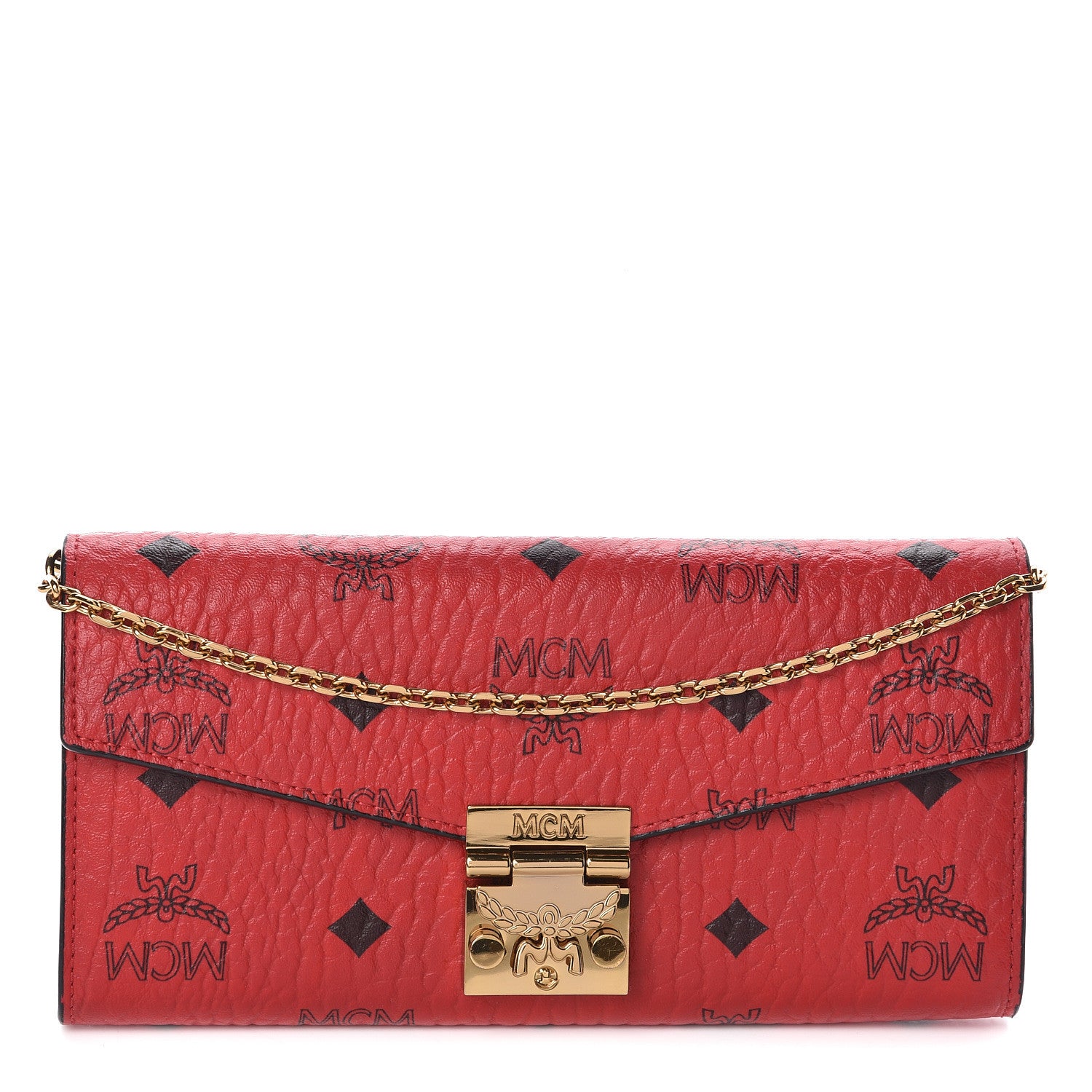 MCM Visetos Large Patricia Chain Wallet Red 1 of 9