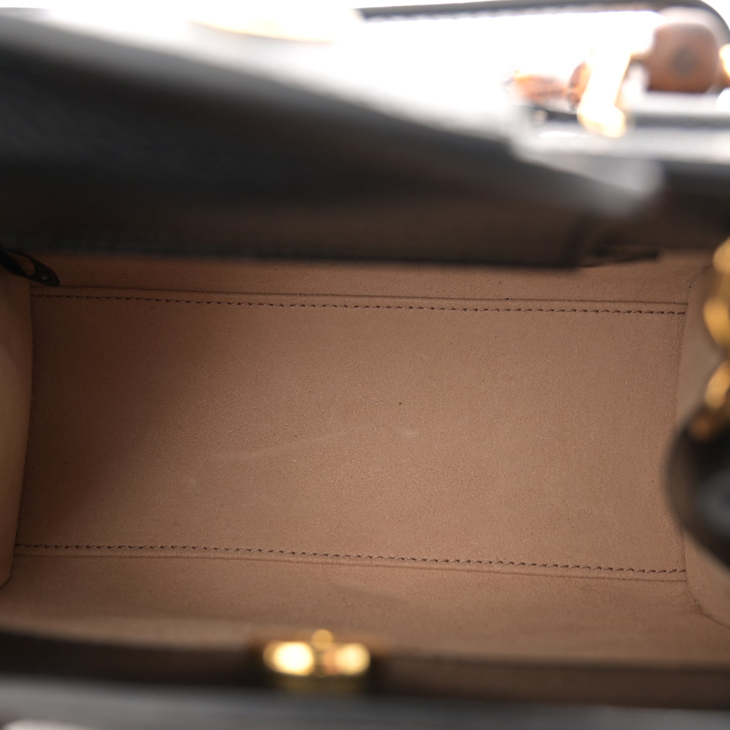 Textured Dollar Calfskin Web Mini Diana Tote Bag Black