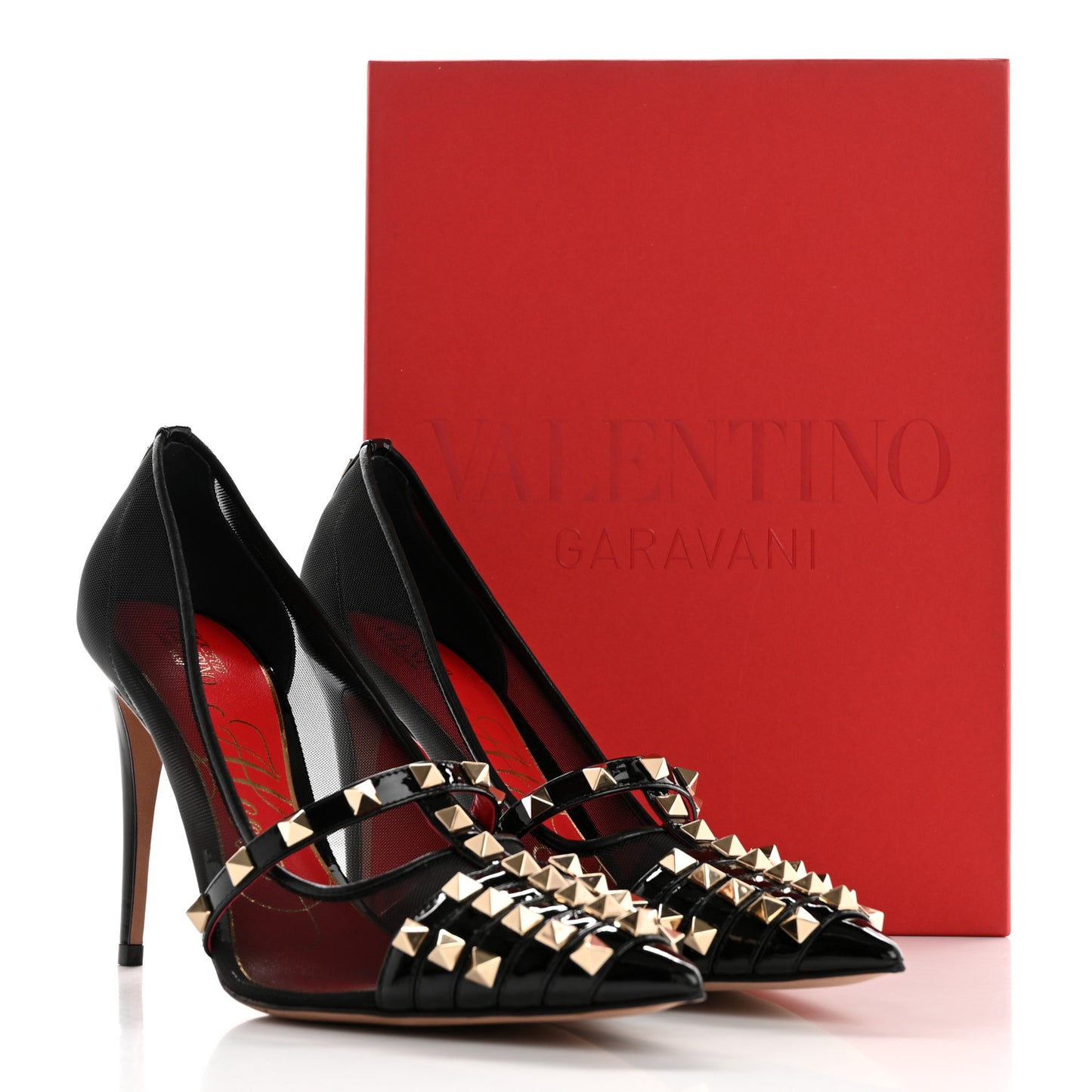 Mesh Patent Rockstud Alcove 100mm Pumps 39.5 Black