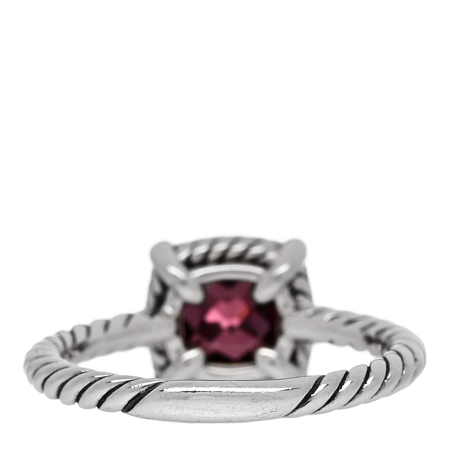 Sterling Silver Diamond Garnet 7mm Petite Chatelaine Pave Bezel Ring 57 8
