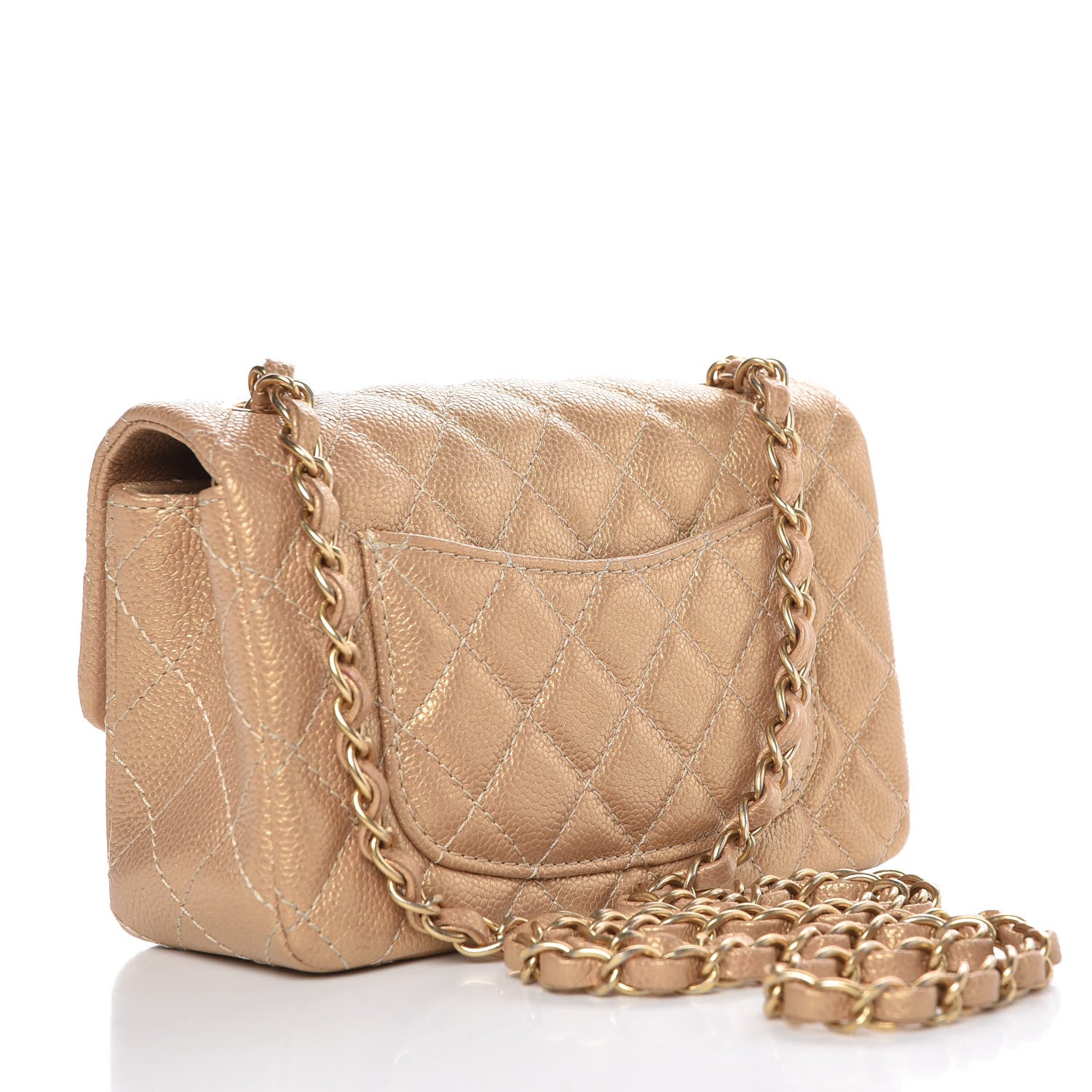 Chanel Pearly Caviar Quilted Mini Rectangular Flap Gold 3 of 8
