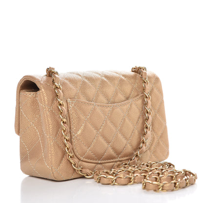 Chanel Pearly Caviar Quilted Mini Rectangular Flap Gold 3 of 8