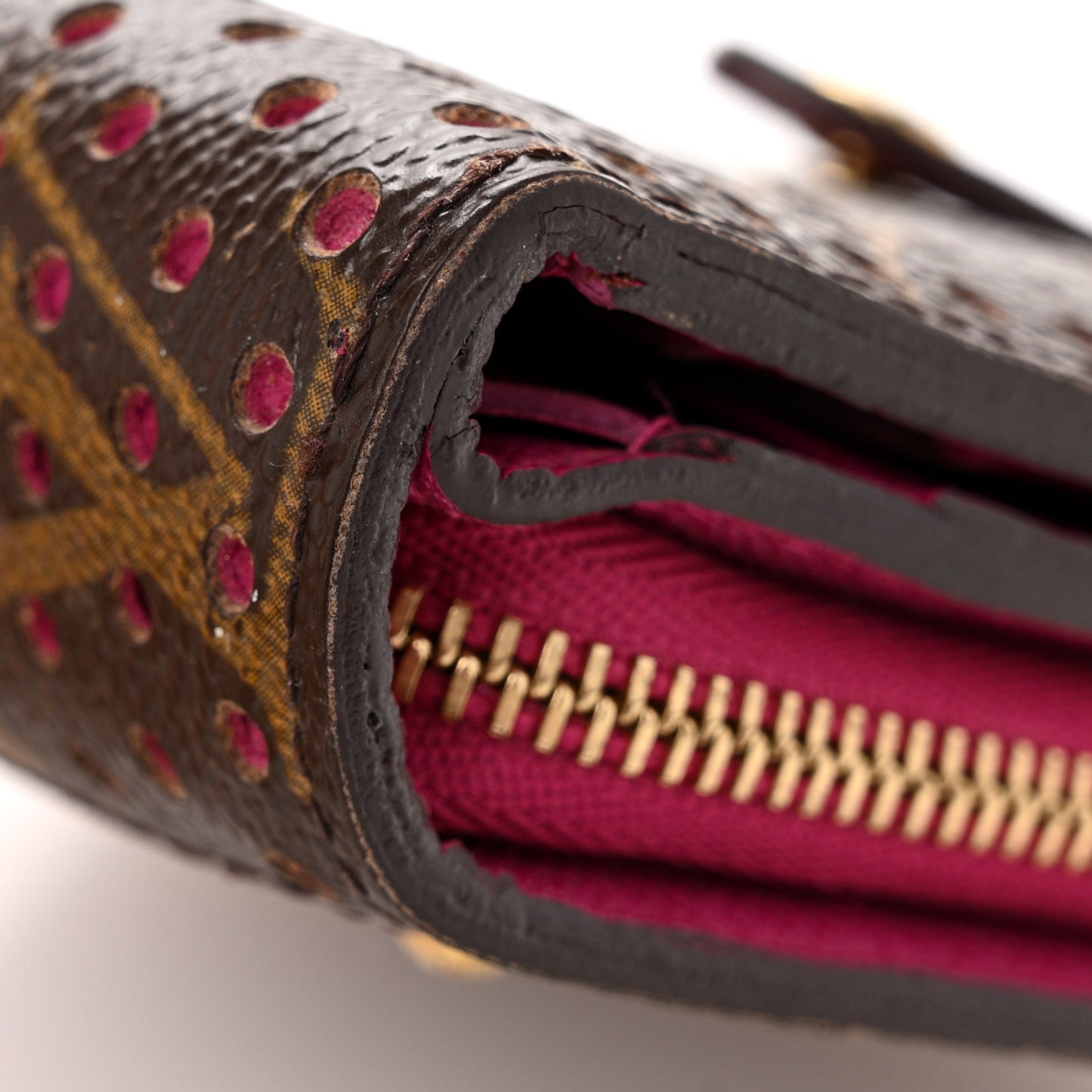 Monogram Perforated Compact Zipped Wallet Fuchsia