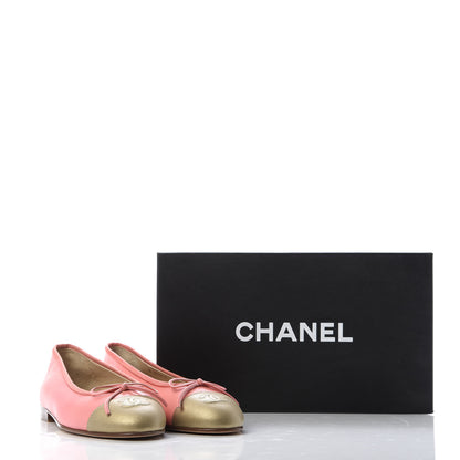 Chanel Calfskin Cap Toe Ballerina Flats 37.5 Pink 10 of 10