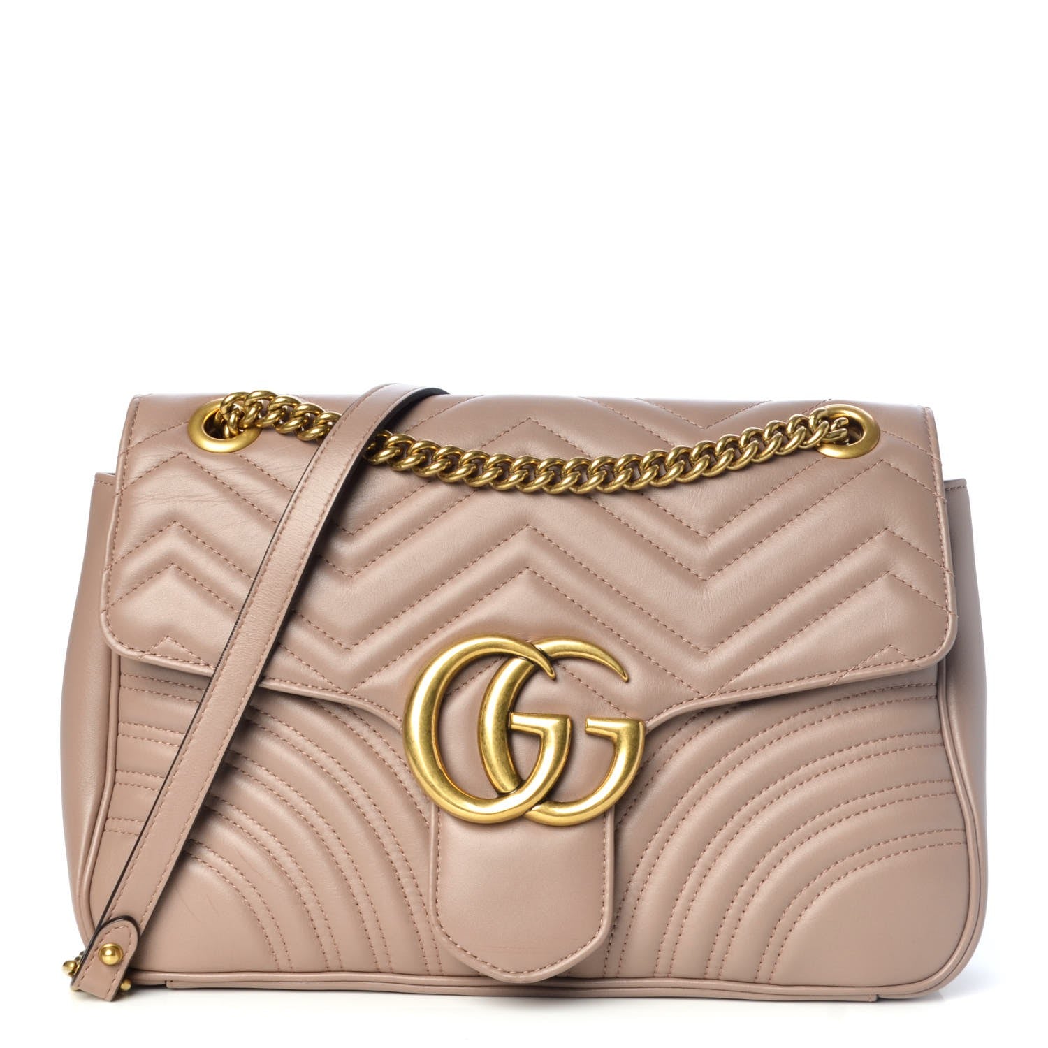 Gucci Calfskin Matelasse Medium GG Marmont Shoulder Bag Porcelain Rose 1 of 11