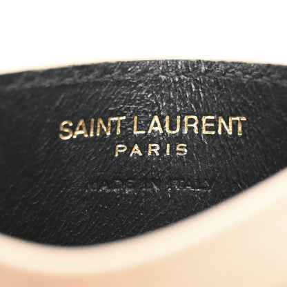 Saint Laurent Grain De Poudre Matelasse Chevron Monogram Credit Card Case Nude Powder 6 of 13