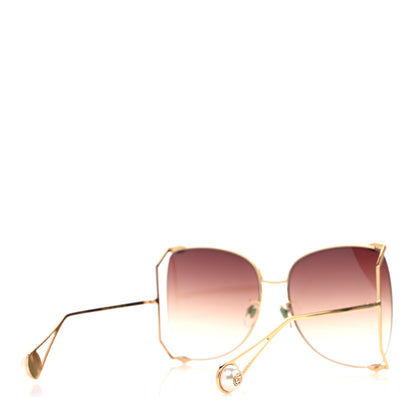 Gucci Oversized Round Sunglasses GG0252S Gold Brown 4 of 8
