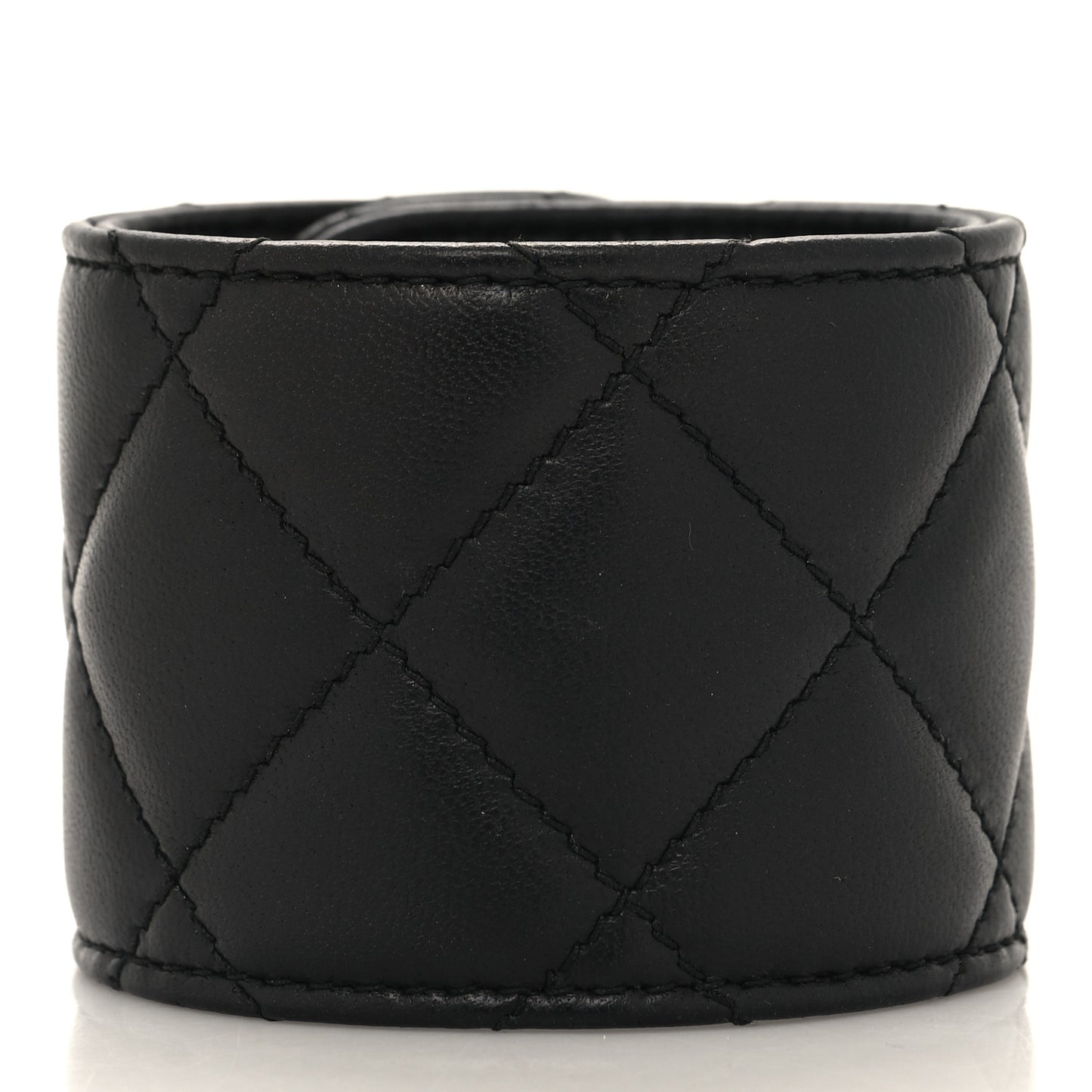 Lambskin Quilted CC Turnlock Cuff Bracelet S Black
