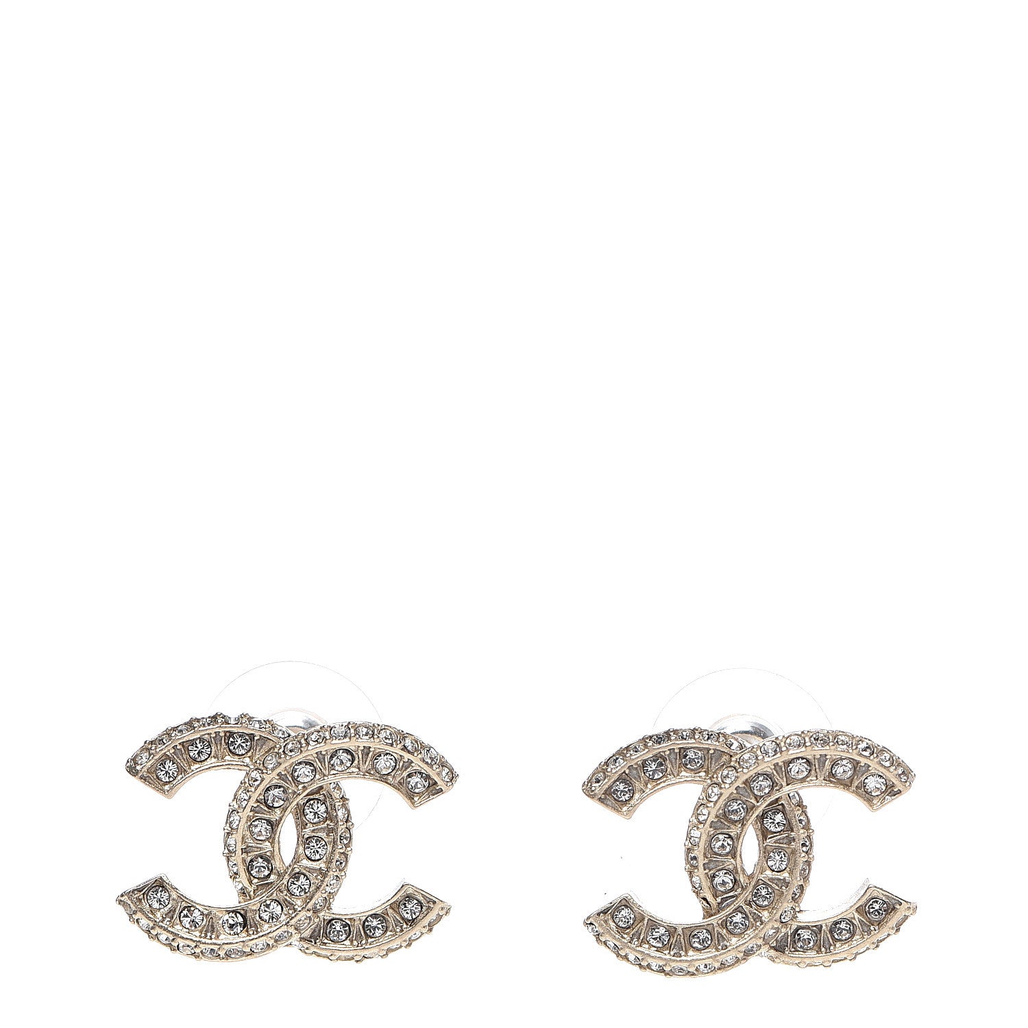 Chanel Crystal CC Earrings Light Gold 1 of 5