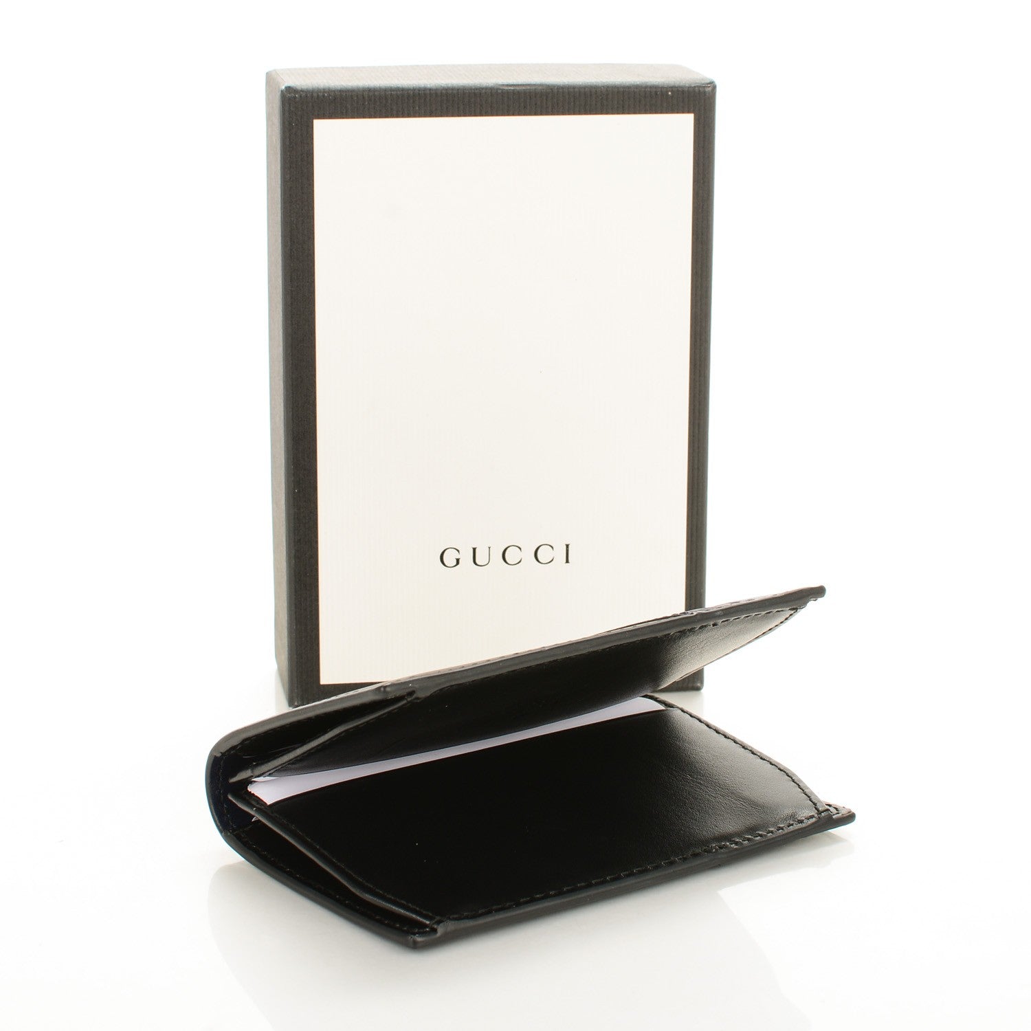 Gucci Guccissima Bi-Fold Card Case Black Blue 4 of 7