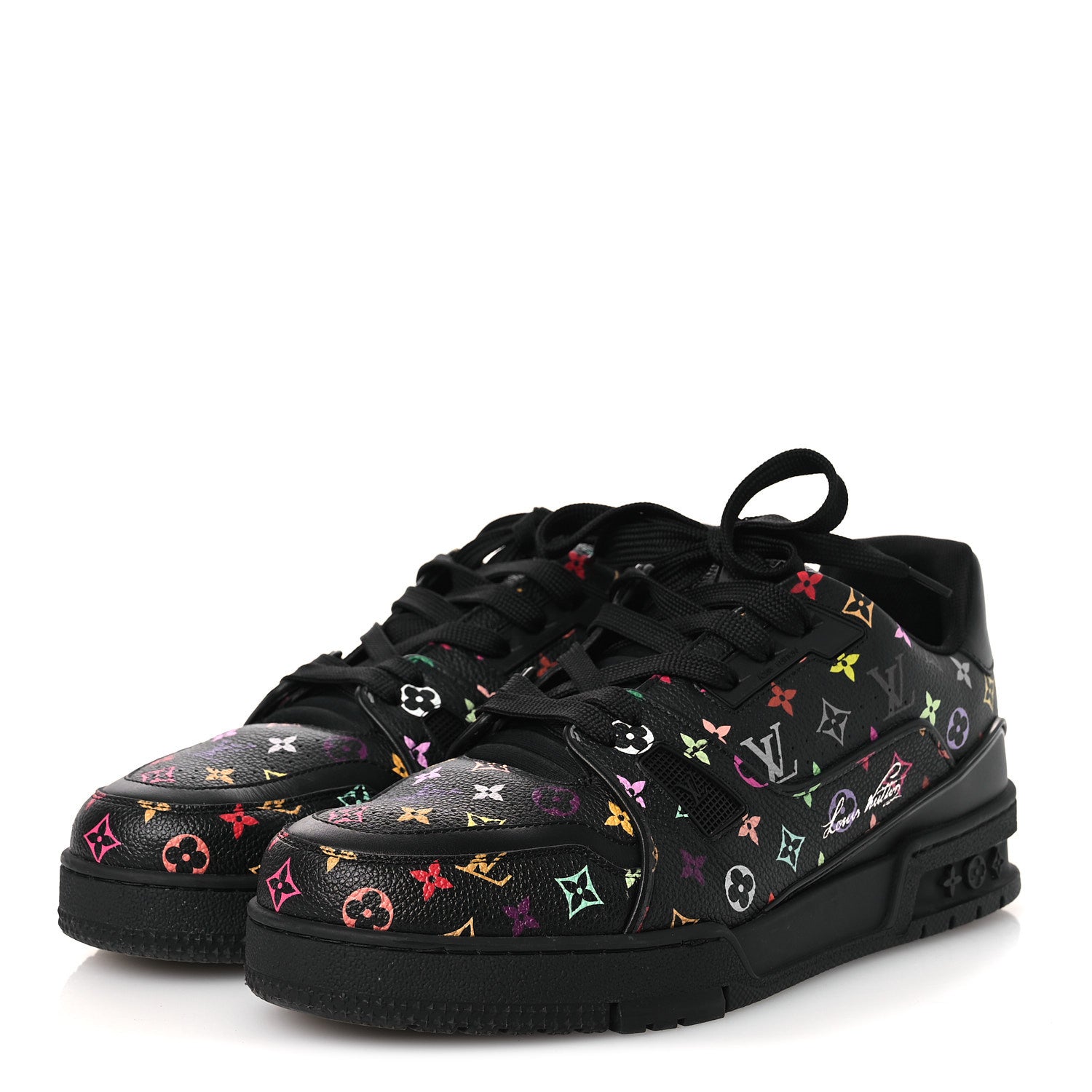 Louis Vuitton LV X TM Calfskin Monogram Multicolor Womens LV Trainer Sneakers 40 Black 4 of 10