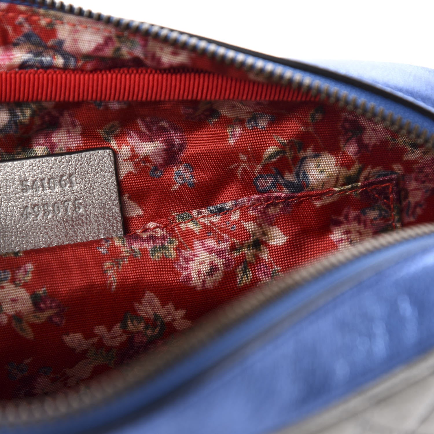 Gucci Laminated Nappa Trapuntata Small Zumi Shoulder Bag Rosso Marine Argento 9 of 10