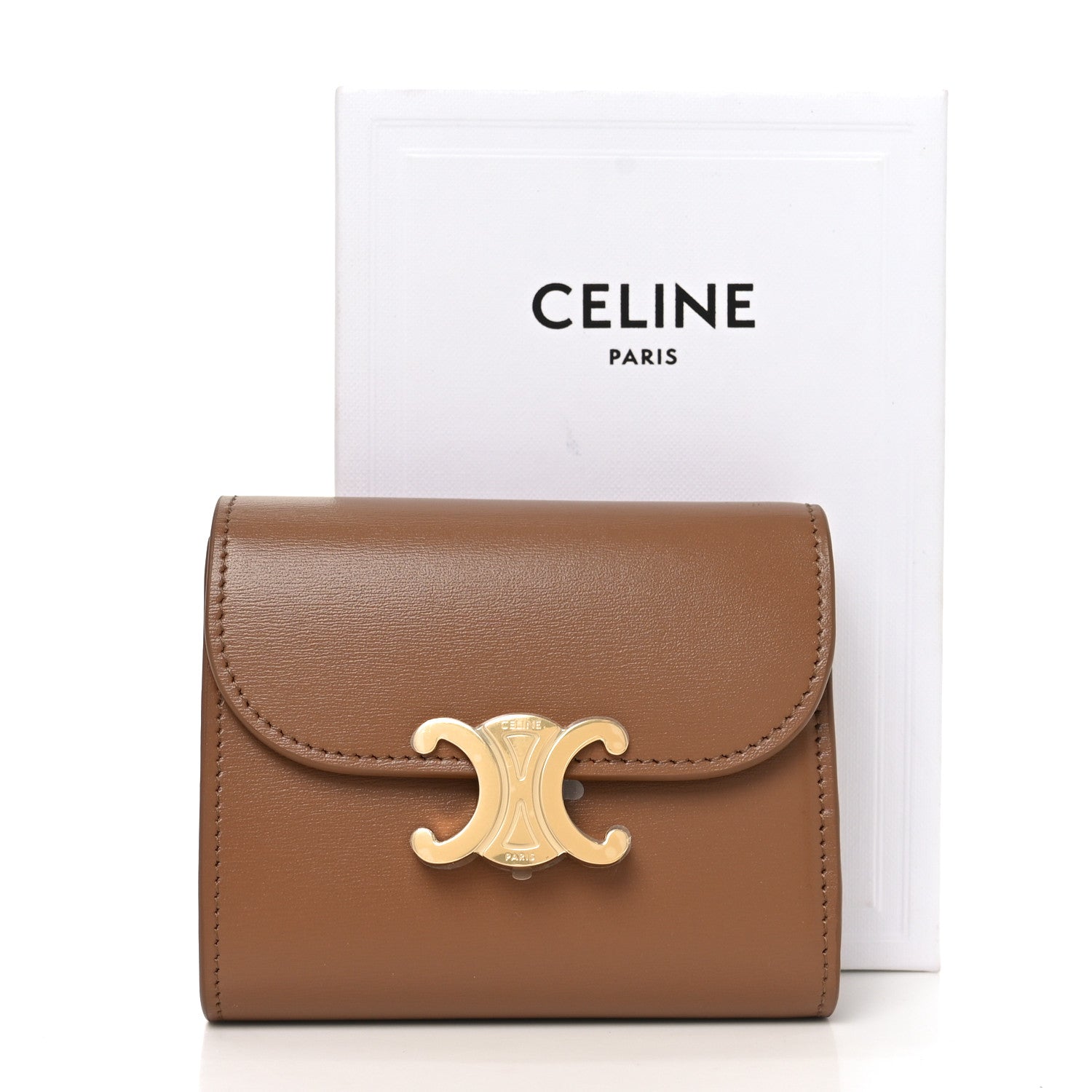 Celine Shiny Calfskin Small Triomphe Wallet Pebble 8 of 8