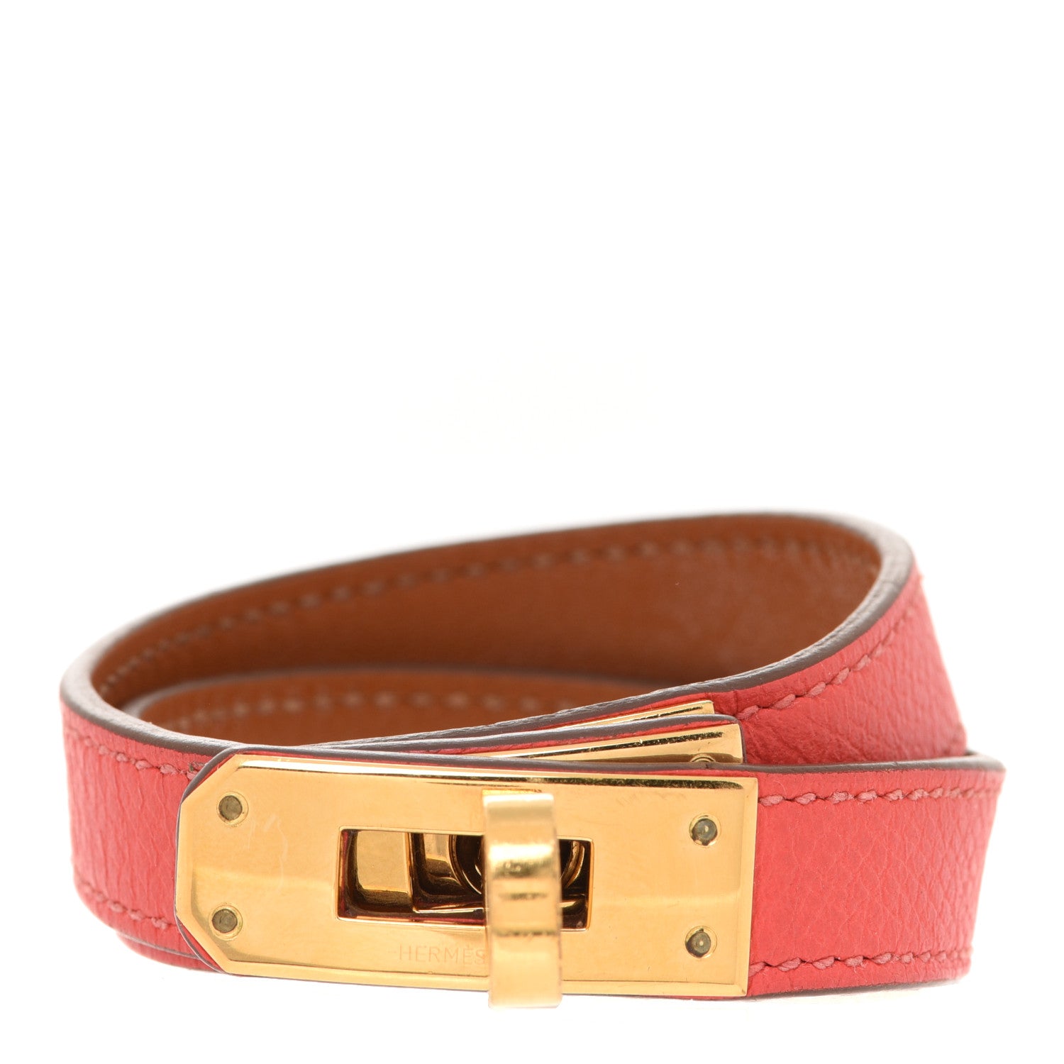 Hermes Epsom Kelly Double Tour Bracelet S Rouge Pivoine 1 of 8