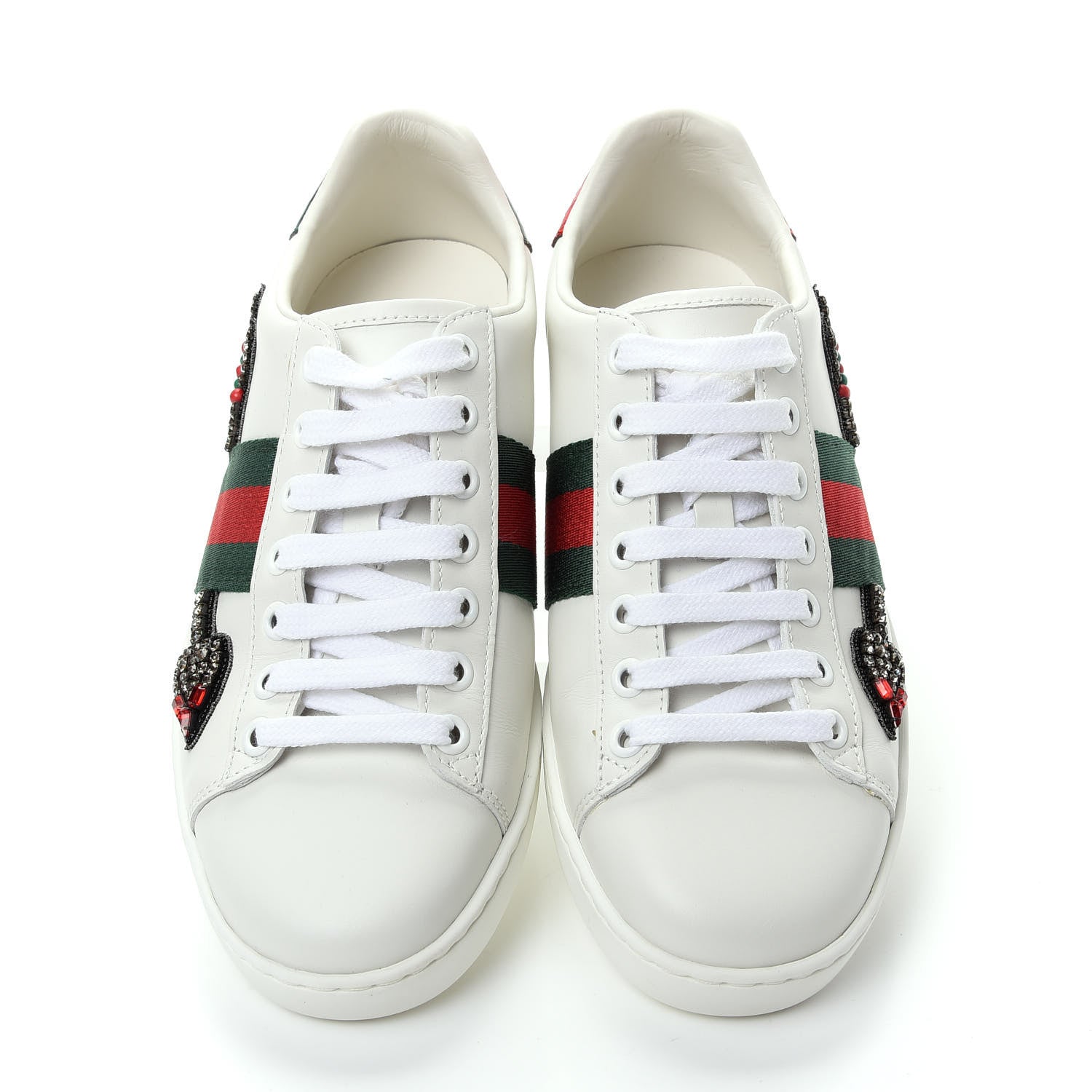 Gucci Calfskin Web Studded Womens Arrow Ace Sneakers 35.5 White 5 of 10