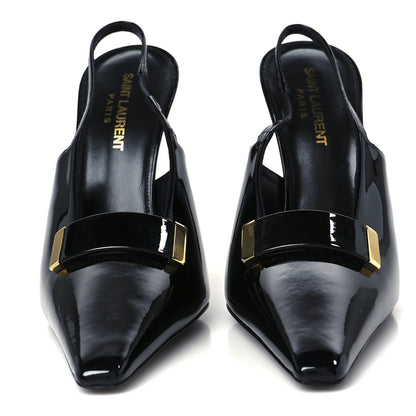 Saint Laurent Patent Madame 115mm Slingback Pumps 38.5 Black 3 of 10