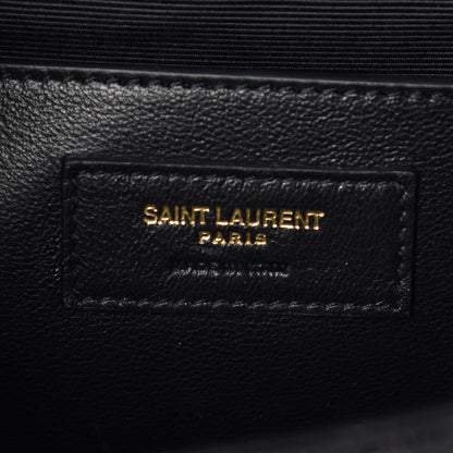 Saint Laurent Grain De Poudre Textured Mixed Matelasse Triquilt Medium Monogram Satchel Black 8 of 9