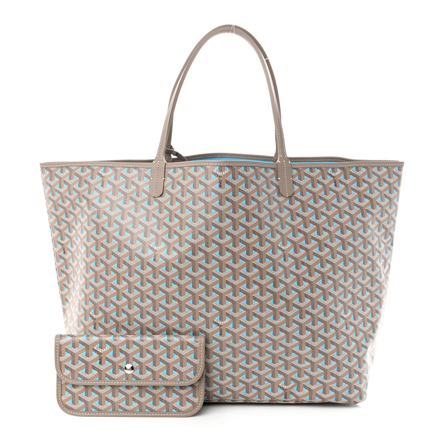GOYARD Goyardine Saint Louis Claire Voie GM in the colors Grege and Turquoise by FASHIONPHILE