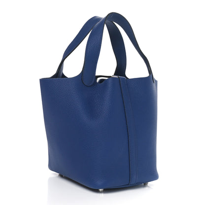 Hermes Taurillon Clemence Picotin Lock 18 PM Bleu Saphir 2 of 11