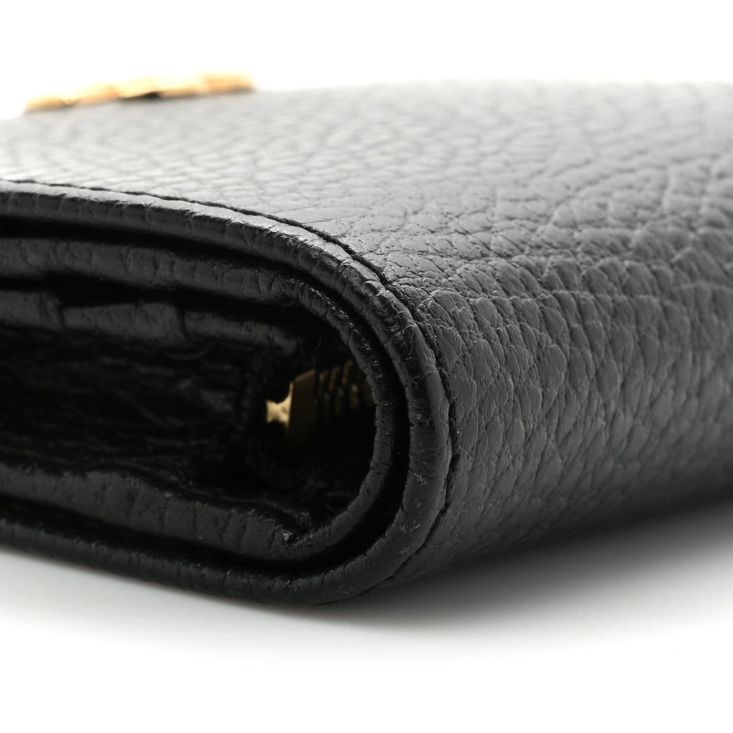 Pebbled Calfskin GG Marmont Card Case Black